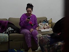 Eating cock in pajamas