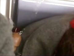 Flasher cums on lady on train